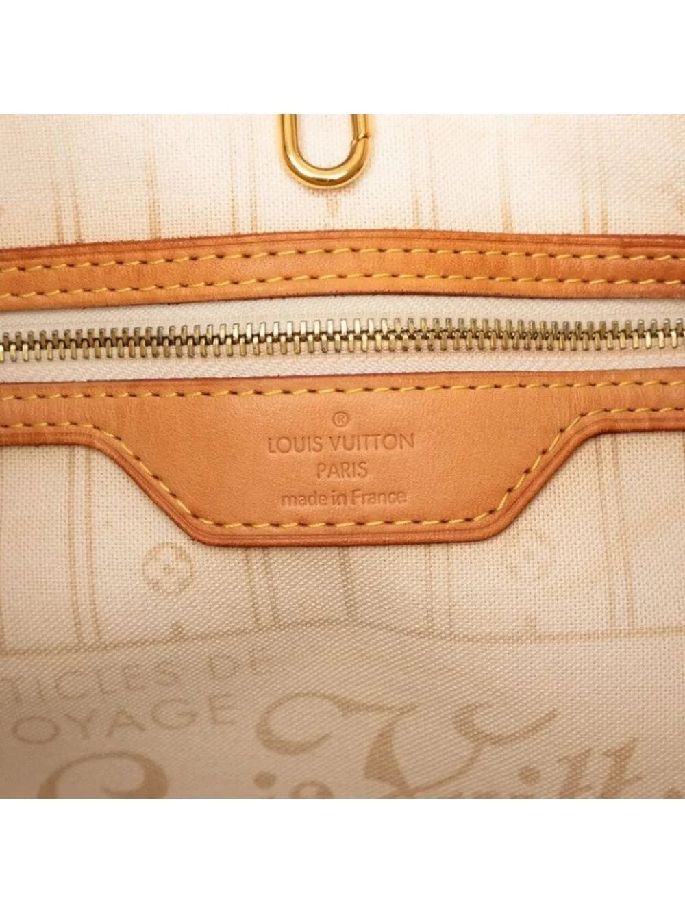 Louis Vuitton Damier Azur Neverfull GM Tote Shoulder Bag White Leather